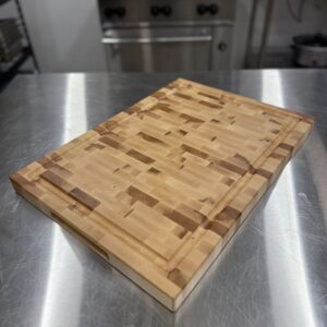 Maple end grain cutting board, 22"x16"x1-1/2". Hand crafted in Saskatchewan by Black Wolf Industries