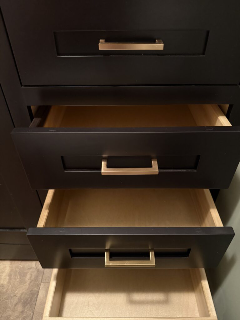 Bank of four drawer boxes