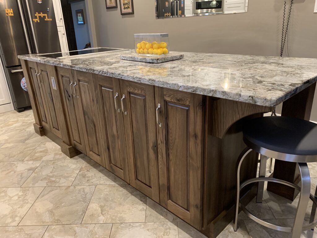 Rustic hickory Island with granite top
